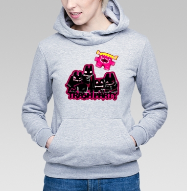 Trash party / Трэш-вечеринка, Толстовка Женская серый меланж 340гр, утепленная