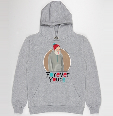 Веселый старик Forever Young с яркой шапкой - Купить модную серую мужскую толстовку с принтом в интернет-магазине Мэриджейн, страница 11