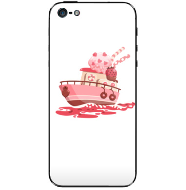Розовый кораблик с мороженым и клубникой - Виниловые наклейки на iPhone 5 - купить в Москве, страница 46
