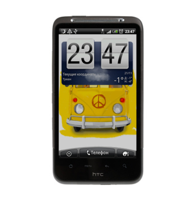 Яркий жёлтый микроавтобус Volkswagen с символом мира - Виниловые наклейки на HTC Desire HD - купить в Москве, страница 7