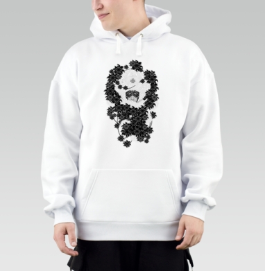 Enigmatic Face Hidden Among Baroque Florals / Лицо в цветочной броне, Толстовка Mjhigh, утепленная