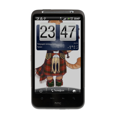 Кот-волынщик в шотландском костюме - Виниловые наклейки на HTC Desire HD - купить в Москве