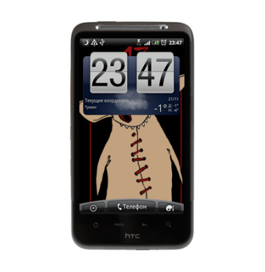 Мультяшный злой герой с швом и цифрой 13 - Виниловые наклейки на HTC Desire HD - купить в Москве
