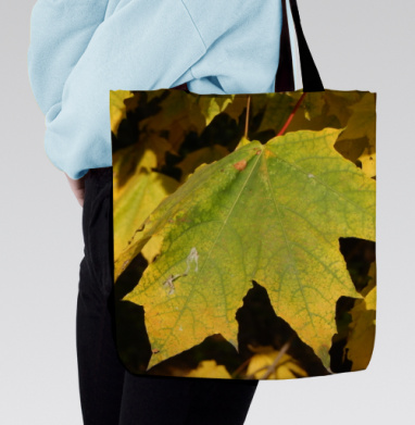 Autumn leaf / Красивый кленовый лист подчеркивает яркая осенняя листва, Сумка с ручкой и внутренним карманом на молнии