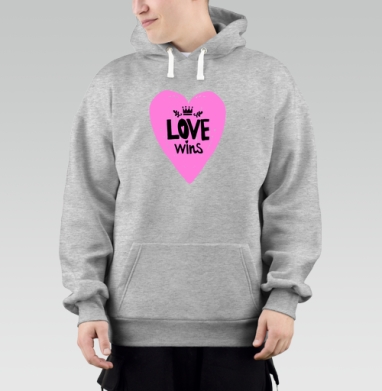 LOVE wins яркое розовое сердце с короной, Толстовка Mjhigh–Mel, утепленная