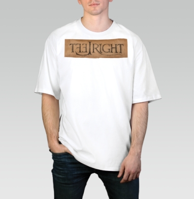 Винтажный арт «LEFT и RIGHT» с каллиграфией и иронией, Футболка / Мужчинам / Оверсайз / Белая / C принтом