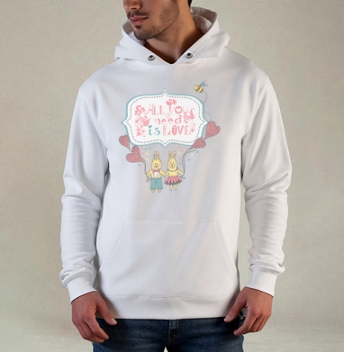 All you need is love! / Всё, что нужно — это любовь!, Толстовка белая Regular, утепленная