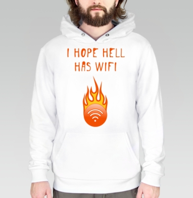 Flame WiFi / Адское пламя с Wi-Fi, Толстовка белая Regular, утепленная