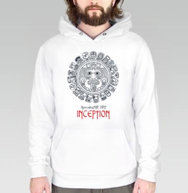 Inception – Начало в красном шрифте Wonton font, Толстовка белая Regular, утепленная