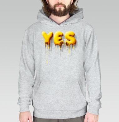 Объемные желтые капающие буквы да Yes, Толстовка меланж Regular