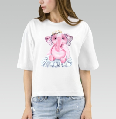 Pink elephant princess / Розовый слон-принцесса, Футболка женская оверсайз Mido