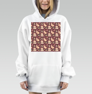Веселая корова новогодний праздник уют праздник, Hoodie Mjhigh Dig, оверсайз, утепленная
