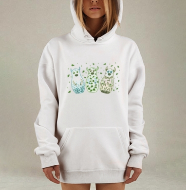 Три милые коровы с растительными узорами три милые коровы, Hoodie Mjhigh Dig, оверсайз, утепленная