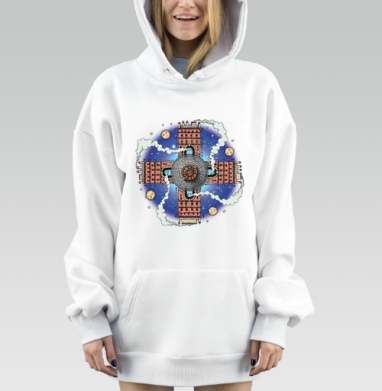 Перекресток миров кирпичные здания космическая архитектура, Hoodie Mjhigh Dig, оверсайз, утепленная