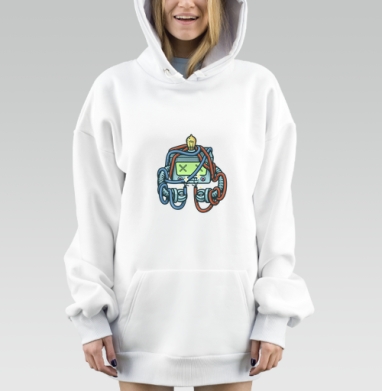 Робот короткое замыкание искры лампочка, Hoodie Mjhigh Dig, оверсайз, утепленная