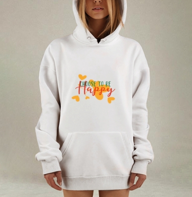 Выбор быть счастливым выбор счастья сердца, Hoodie Mjhigh Dig, оверсайз, утепленная