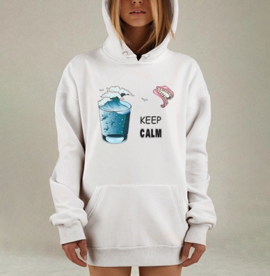Спокойствие волна и хранящая спокойствие зубы, Hoodie Mjhigh Dig, оверсайз, утепленная