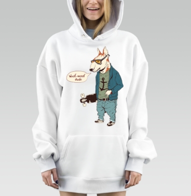 Собака скейтбордист в очках и куртке в стиле уличной моды, Hoodie Mjhigh Dig, оверсайз, утепленная
