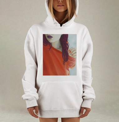 Яркая девушка с бордовыми волосами и символичной татуировкой, Hoodie Mjhigh Dig, оверсайз, утепленная