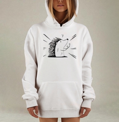 Черно белые ежи слушают музыку наушники музыка, Hoodie Mjhigh Dig, оверсайз, утепленная