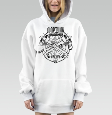 Символы силы и смелости с боевым оружием Фортуна улыбается смелым, Hoodie Mjhigh Dig, оверсайз, утепленная