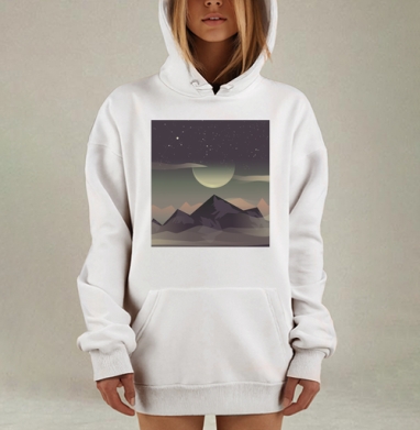 Величественный горный пейзаж в сумеречное время, Hoodie Mjhigh Dig, оверсайз, утепленная