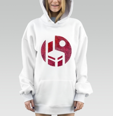 Маска творчества глубокие красные оттенки, Hoodie Mjhigh Dig, оверсайз, утепленная