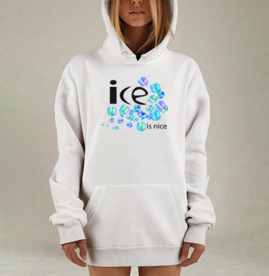 Лёд Свежесть Холодная Весёлая Надпись ice is nice - Женские Толстовки