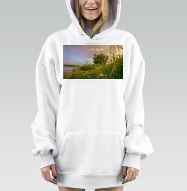 Романтичный летний пейзаж с зеленью и цветами на природе, Hoodie Mjhigh Dig, оверсайз, утепленная
