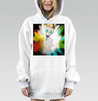 Король с солнечными очками и ярким фоном взрыв красок, Hoodie Mjhigh Dig, оверсайз, утепленная