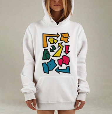 Разноцветные стрелки направления с черной обводкой, Hoodie Mjhigh Dig, оверсайз, утепленная