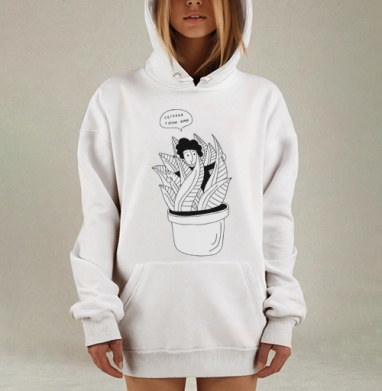 Человек в листьях ботанический уют дома, Hoodie Mjhigh Dig, оверсайз, утепленная