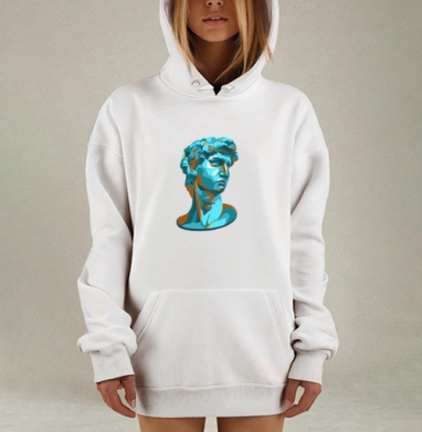 Классический бюст Давида в яркой современной интерпретации, Hoodie Mjhigh Dig, оверсайз, утепленная