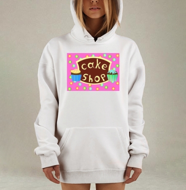 Яркая веселая кондитерская кексы радость, Hoodie Mjhigh Dig, оверсайз, утепленная