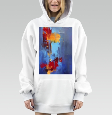 Абстрактная энергия и контраст цветов, Hoodie Mjhigh Dig, оверсайз, утепленная