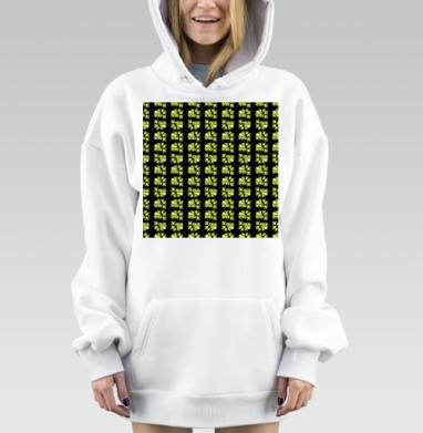Зеленые листочки свежая натуральная флора текстильный, Hoodie Mjhigh Dig, оверсайз, утепленная