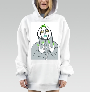 Мистический персонаж с зелеными ногтями в капюшоне толстовке, Hoodie Mjhigh Dig, оверсайз, утепленная