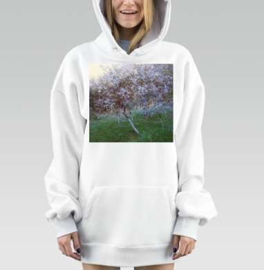 Цветущий сад весенний пейзаж нежность гармония, Hoodie Mjhigh Dig, оверсайз, утепленная