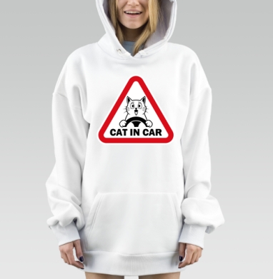 Кот за рулём знак безопасности для владельцев кошек в машине, Hoodie Mjhigh Dig, оверсайз, утепленная