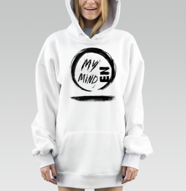 Черно белый открытый круг символ личности и мысли, Hoodie Mjhigh Dig, оверсайз, утепленная