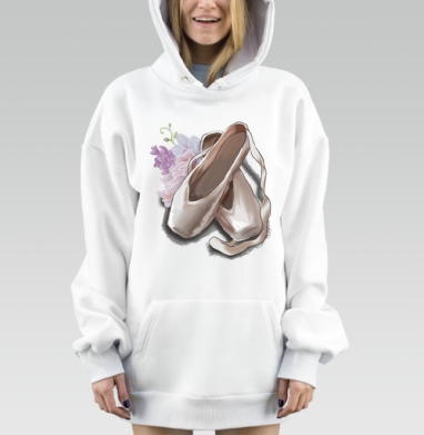Балетные пуанты с нежными цветами в пастельных тонах, Hoodie Mjhigh Dig, оверсайз, утепленная