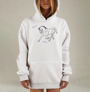 Белый конь и любовь, Hoodie Mjhigh Dig, оверсайз, утепленная