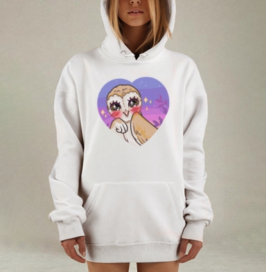 Cute owl / Милая сова, Hoodie Mjhigh Dig, оверсайз, утепленная