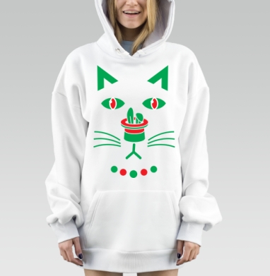 Кот Акчор удивлен сюрпризу на его носу, Hoodie Mjhigh Dig, оверсайз, утепленная