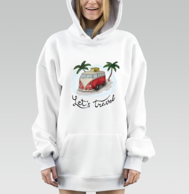 Lets travel / Давайте путешествовать, Hoodie Mjhigh Dig, оверсайз, утепленная