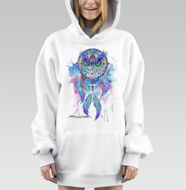 Сова ловец снов, Hoodie Mjhigh Dig, оверсайз, утепленная