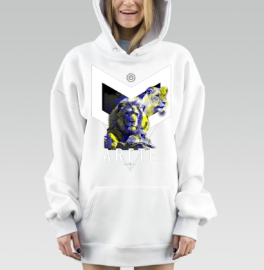 Зооглитч. Лев, Hoodie Mjhigh Dig, оверсайз, утепленная