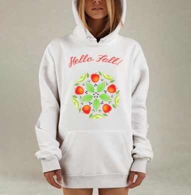 Осенние яблочки, Hoodie Mjhigh Dig, оверсайз, утепленная