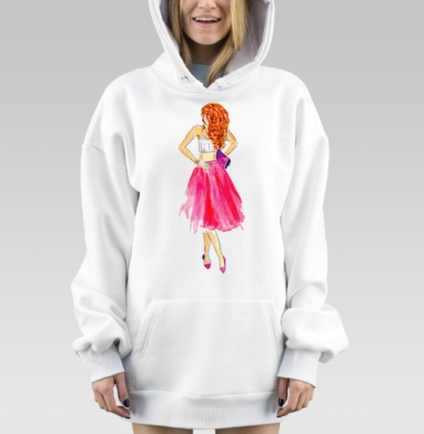 Девушка в розовой юбке, Hoodie Mjhigh Dig, оверсайз, утепленная