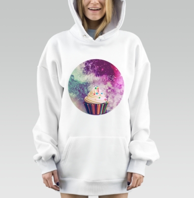 Sweet galaxy / Сладкая галактика, Hoodie Mjhigh Dig, оверсайз, утепленная